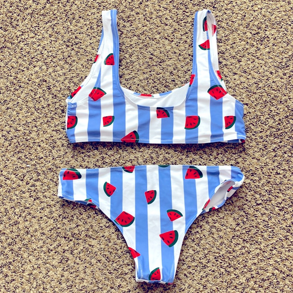 Watermelon Striped Bikini Set - Picture 2 of 4